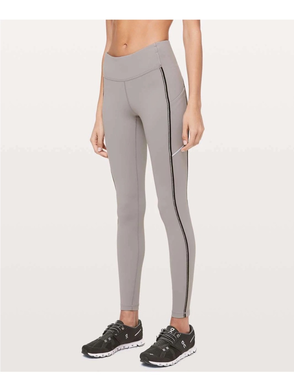 lululemon athletica Light Grey High-Waist Leggings with Side Stripe